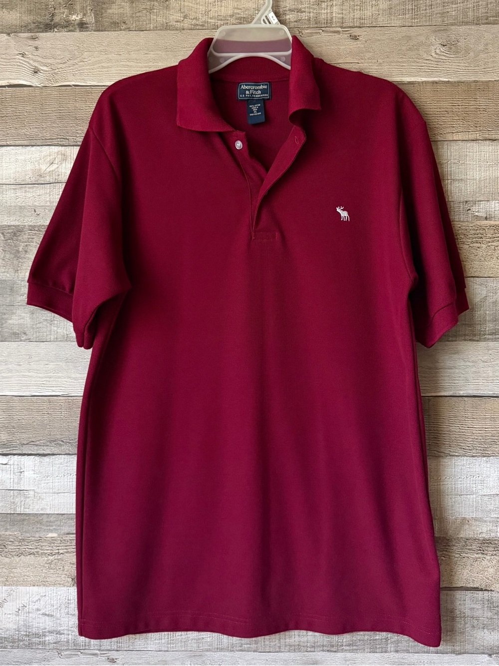 Vintage Abercrombie & Fitch Men’s XL Polo Shirt Red Moose Logo 100% Cotton Y2K